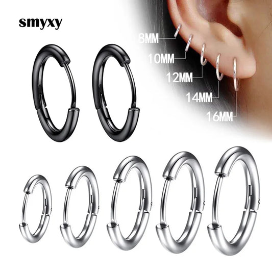 1 pair Unisex Stainless Steel Small Hoops Earring Piercing